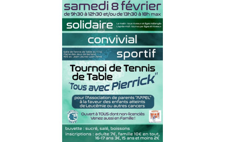 Tournoi Tous avec Pierrick Samedi 8 Février